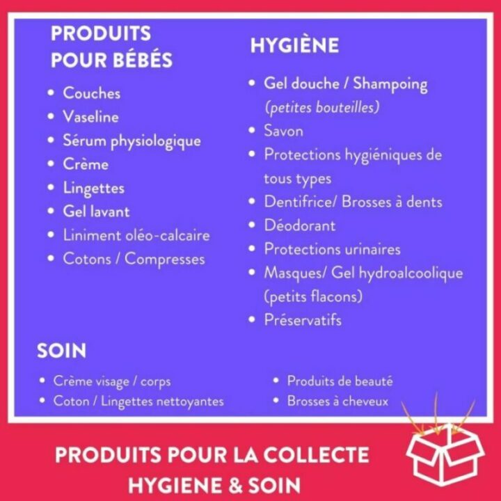 Liste des produits pour la collecte